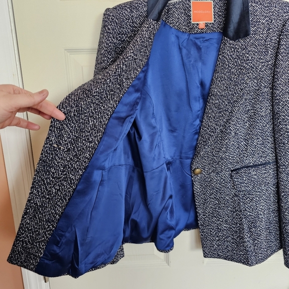 Modcloth Tweed Velevt Blazor Business Old Monet Button Up - Picture 3 of 6